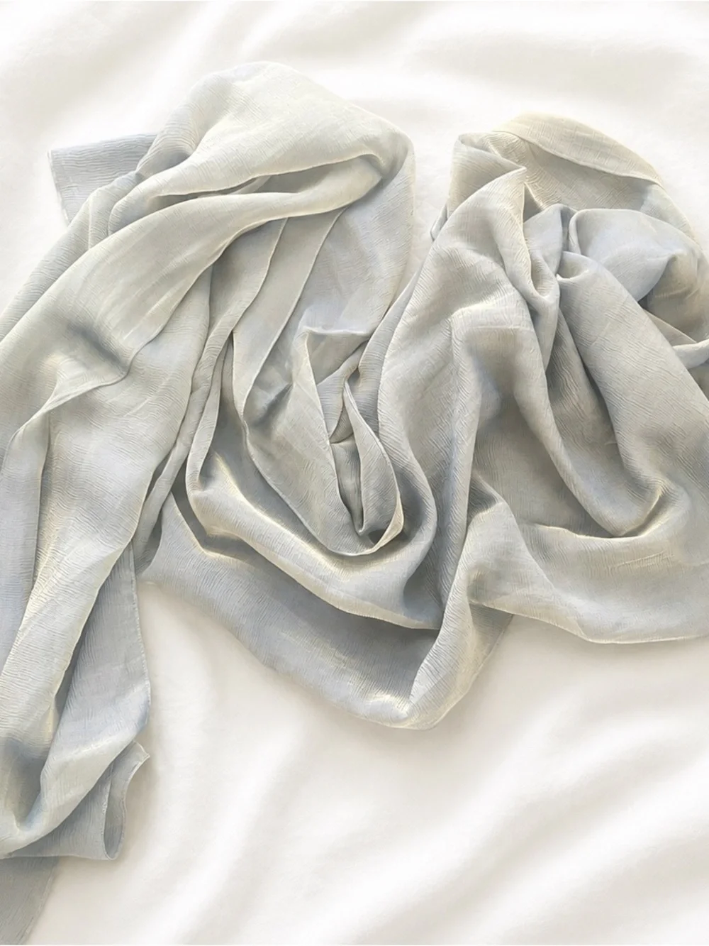 Carmen Marc Valvo 100% Silk Sage Green Chiffon Long Scarf Wrap Shawl 84”